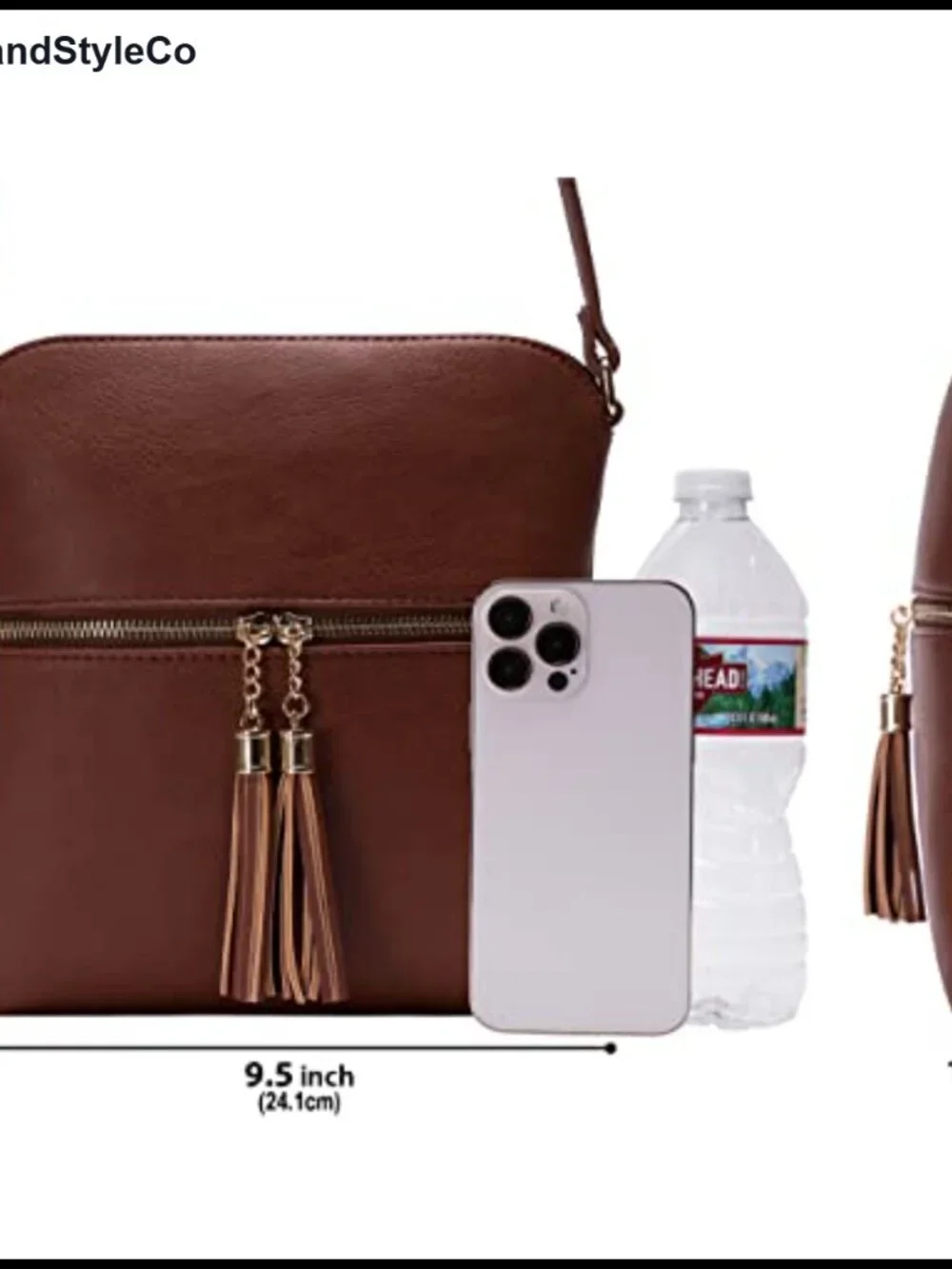 Solene Women's Lightweight Faux Leather Crossbody Purse with Tassel